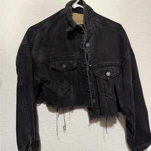 Black Cropped Denim Jacket